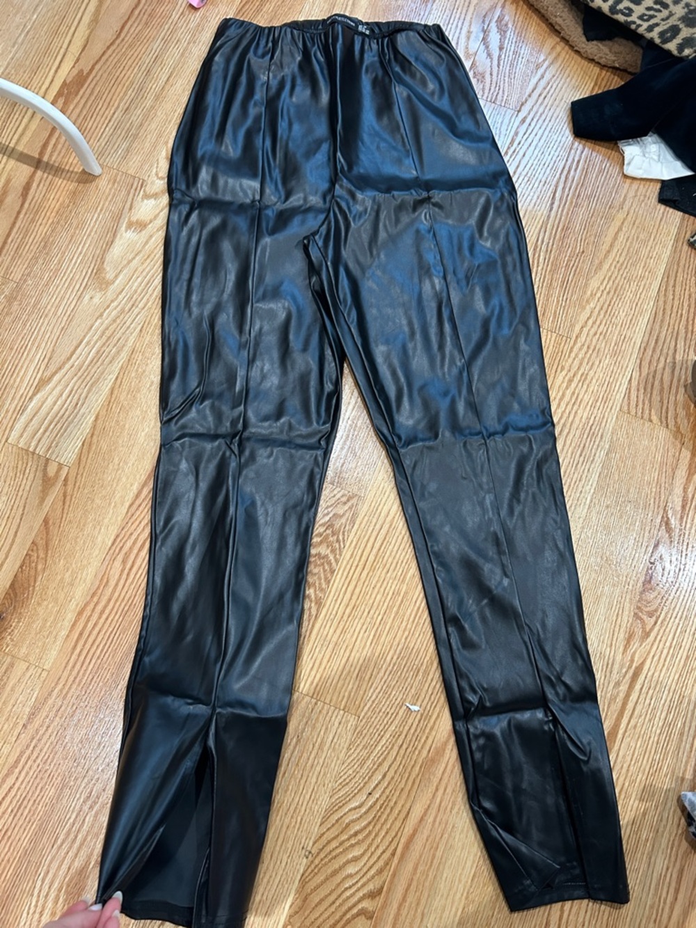 PrettyLittleThing Black Faux Leather Waistband Pants
